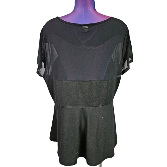 Torrid Black Mesh Short Sleeve Peplum Babydoll Blouse Size 2X Women's Plus - Picture 5 of 8